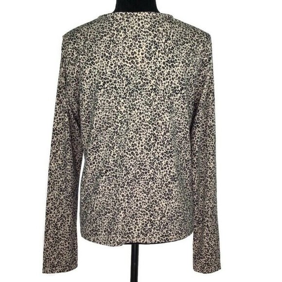 Sanctuary NEW Mini Leopard Animal Print V-Neck Cozy Pocket Top NWT Small S - Picture 3 of 4